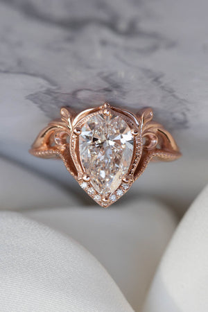 2 carat lab grown diamond engagement ring, statement rose gold ring with diamonds  / Lida - Eden Garden Jewelry™