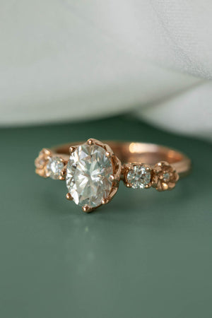 Ethical lab grown diamond engagement ring, rose gold flower promise ring with diamonds / Fiorella - Eden Garden Jewelry™