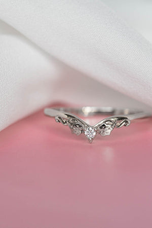 Lab grown diamond white gold engagement ring with tiny ivy leaves / Ariadne - Eden Garden Jewelry™