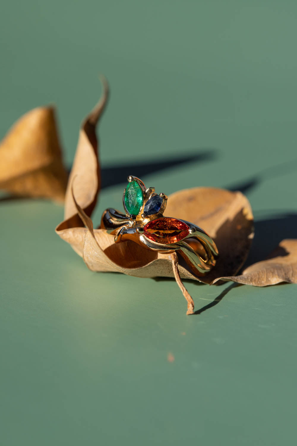 Cluster engagement ring, gold nature inspired ring with marquise cut gemstones / Strelitzia - Eden Garden Jewelry™