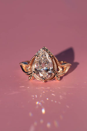 2 carat lab grown diamond engagement ring, statement rose gold ring with diamonds  / Lida - Eden Garden Jewelry™