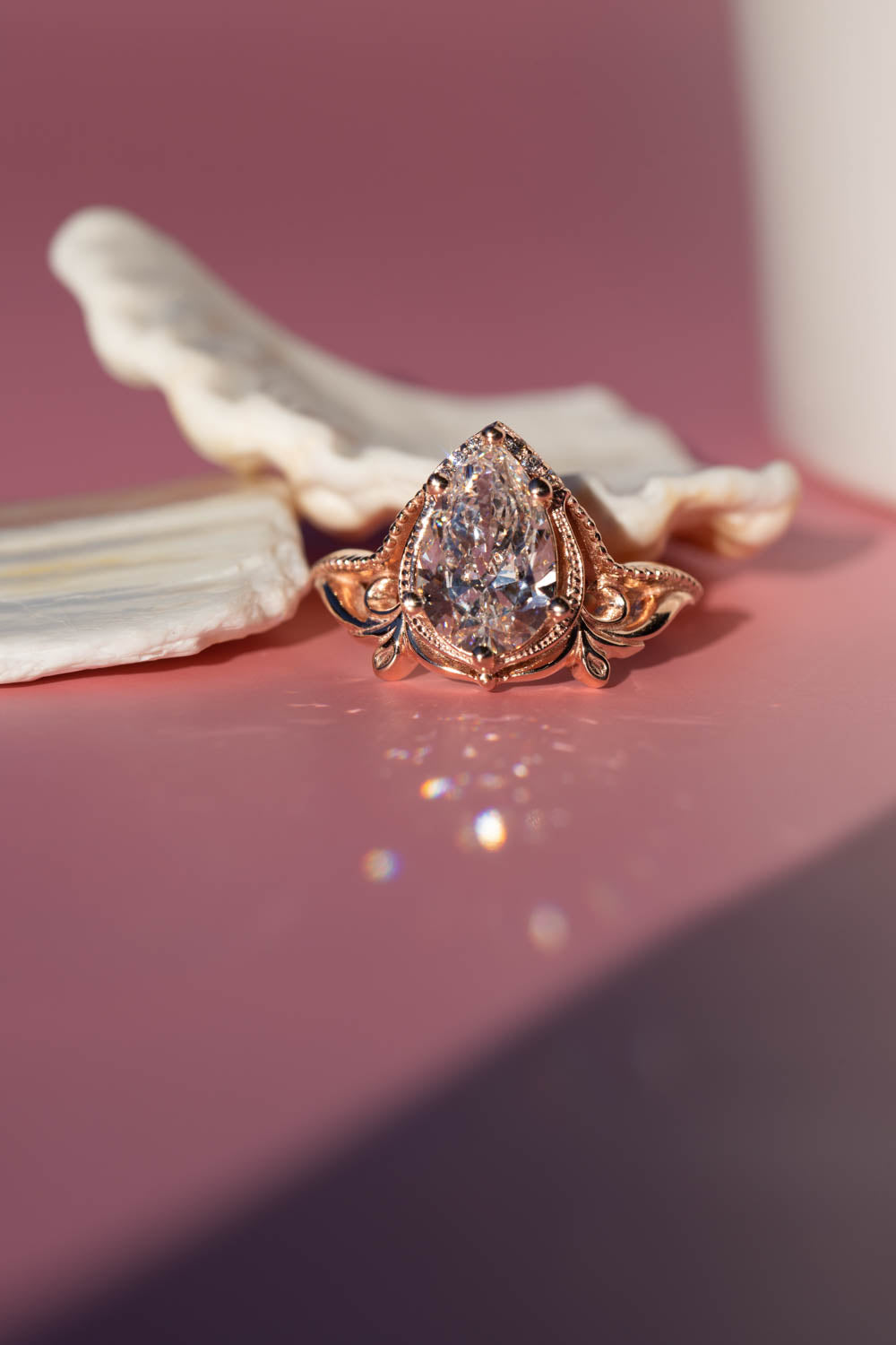 2 carat lab grown diamond engagement ring, statement rose gold ring with diamonds  / Lida - Eden Garden Jewelry™