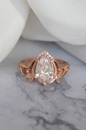 2 carat lab grown diamond engagement ring, statement rose gold ring with diamonds  / Lida - Eden Garden Jewelry™