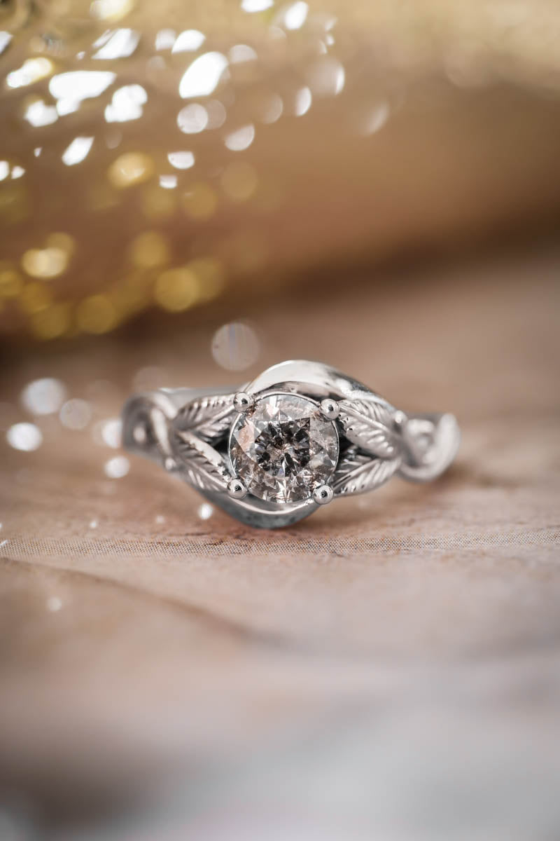 Salt & pepper diamond engagement ring / Azalea - Eden Garden Jewelry™