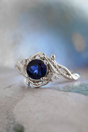 Fantasy engagement ring with blue lab sapphire / Undina - Eden Garden Jewelry™