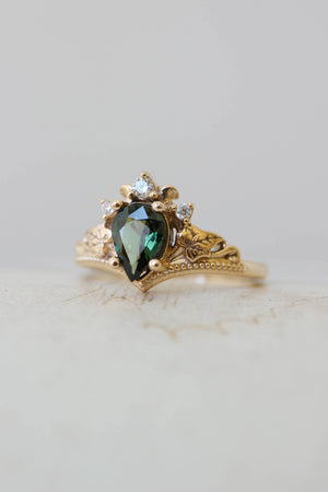 Ariadne | bridal ring set, pear cut gemstone setting - Eden Garden Jewelry™